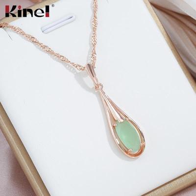 Kinel Lake Green Zircon Pandantiv Colier Pentru Femei Water Drop Stone Collier