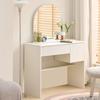Schminktisch mit Spiegel - Moderner Schminktisch mit Schubladen und offenen Fächern, Weiß, H135/B90/T40cm