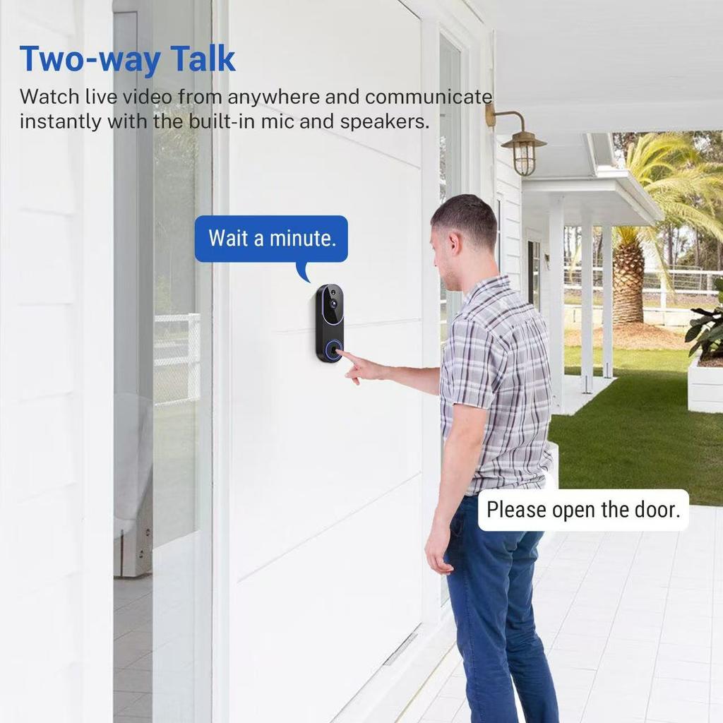 Videocitofono Intelligente Wireless, Telecamera di Sicurezza Esterna HD, Campanello Intelligente per la Sorveglianza Domestica