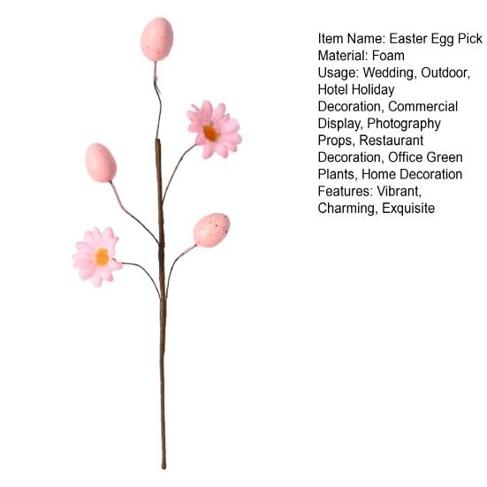 Easter Egg Picks Spring Artificial Flower Branch with Colorful Eggs for Floral Arrangements Party Home Table Centerpiece