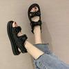 Mode Damen Sommer Sportsandalen Dicksohlige Erhöhte Karomuster Römische Schuhe Mit Lässiger Runder Zehenpartie Bequeme Damen Flache Sandalen