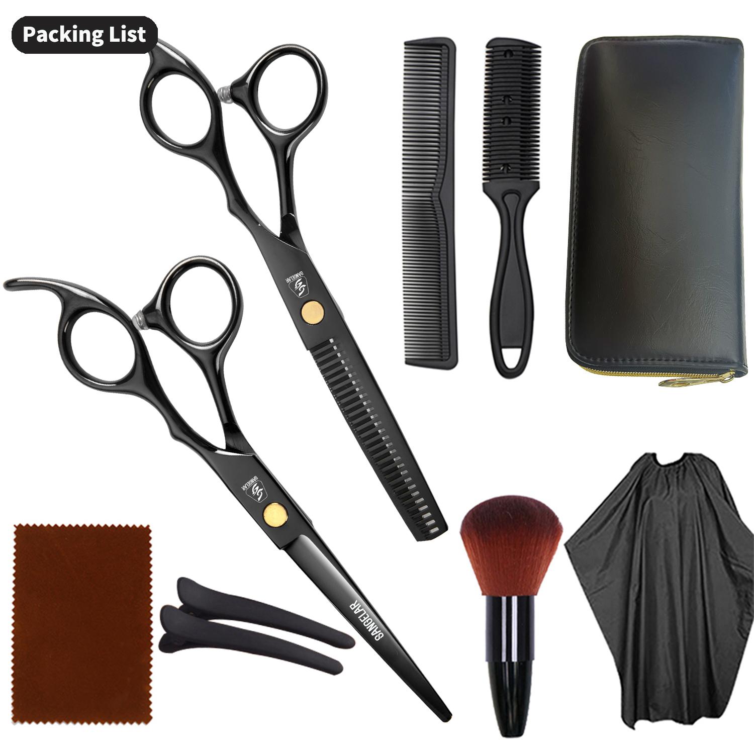 

6-дюймовые черные и золотые парикмахерские ножницы, ножницы для стрижки челки, филировочные ножницы, профессиональные парикмахерские ножницы, набор 6 in 3