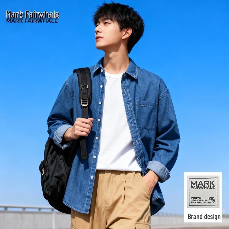 

Mark Fairwhale Men s 2026 Spring/Autumn Casual Denim Shirt 3XL