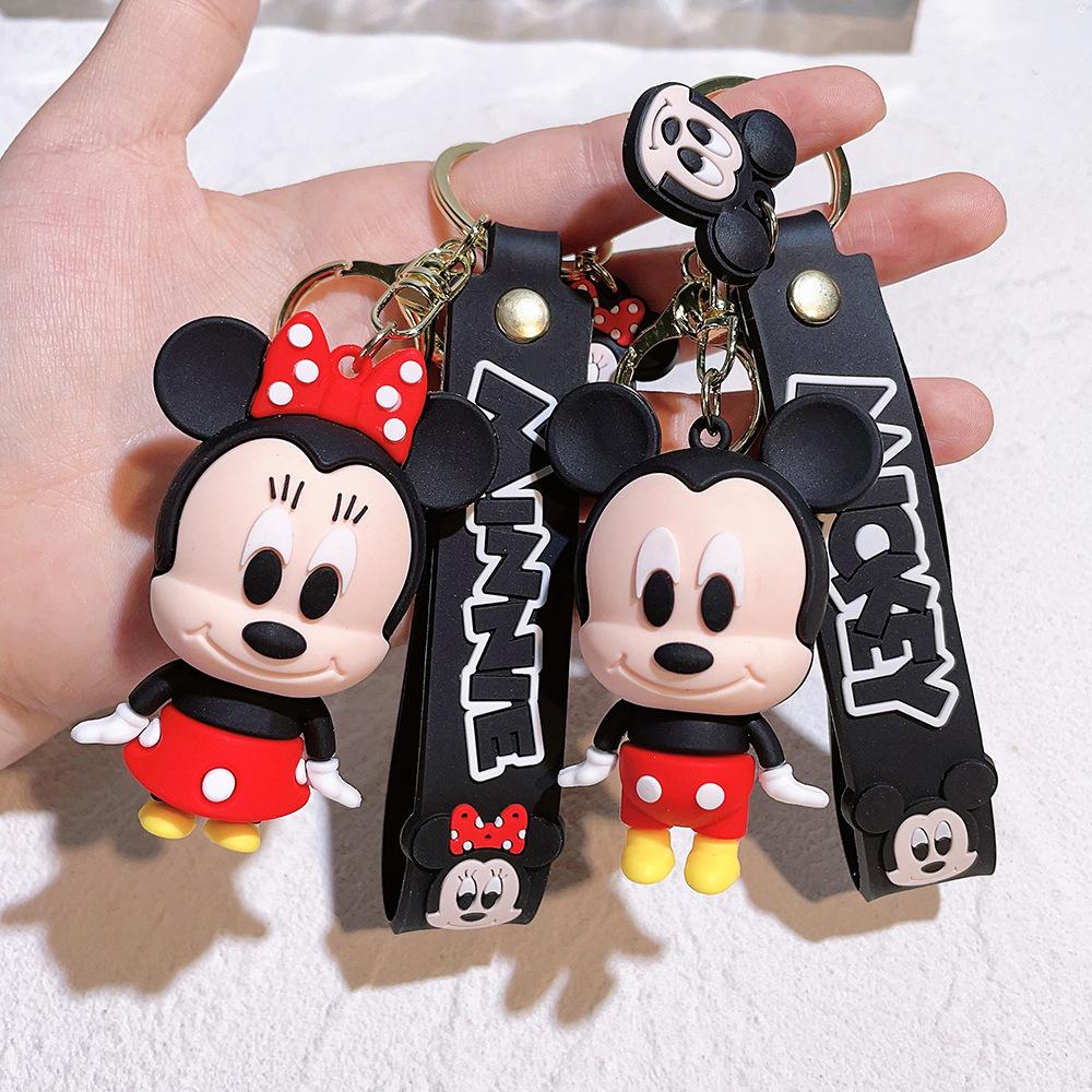 Creativity Cartoon Anime Keychain Stitch Donald Duck Minnie Mickey Pooh Bear Car Pendant Children Backpack Decoration Gift