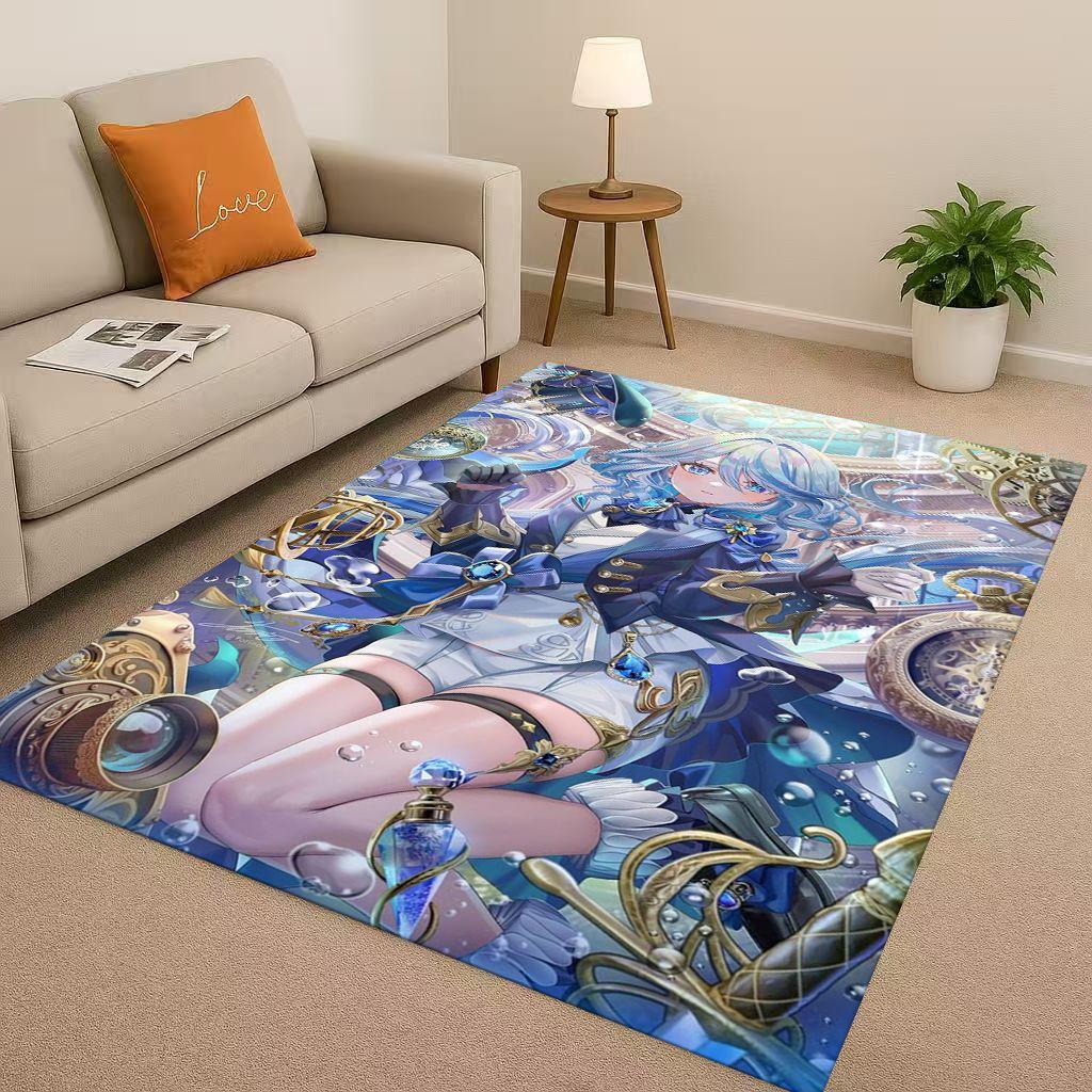 Game Genshin Impact Cartoon Living Room Non-Slip Area Rug Soft Carpet for Bedroom Playroom Sofa , Easy Clean Home Decor Doormat