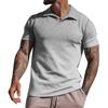 Men S Summer Waffle Knit Short Sleeve Turn Down Collar Polo Shirt