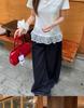 Plus Size Lace Hem Bow Collar Short Sleeve Top for Women - Summer Slimming Polo Style