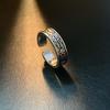 Adjustable Vintage Chinese Calligraphy Ring Men Women Retro Plated Geometric Statement Jewelry