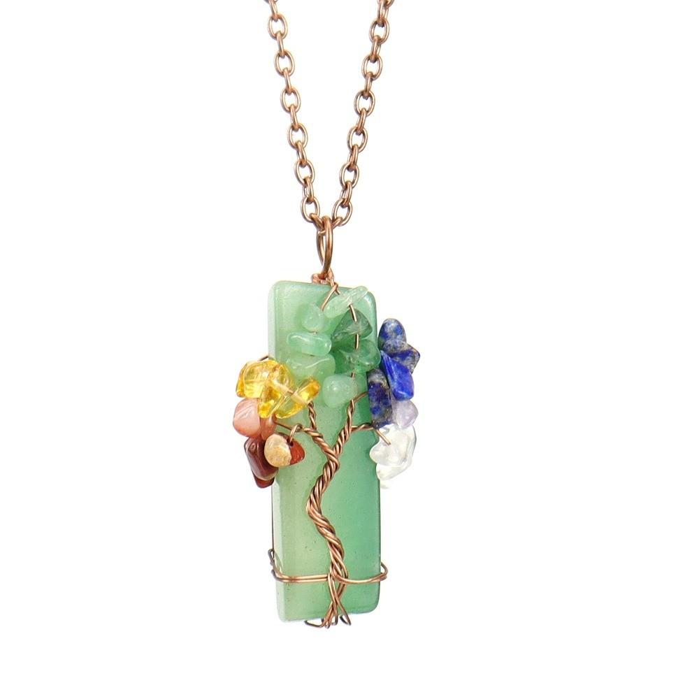 Tree Of Life Design Crystal Tree Of Life Irregular Crystal Crushed Stone Pendant Gift For Women