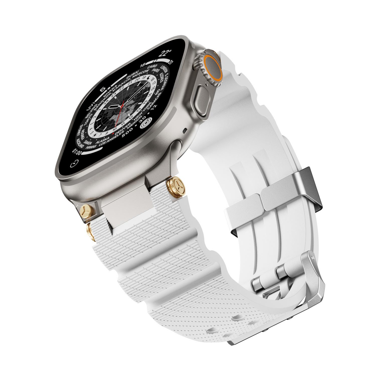 

Подходит для Apple Watch10 Apple Ultra Sports Силиконовый двубортный ремешок из нержавеющей стали 46 мм 42/44/45/46/49(s10-46mm)