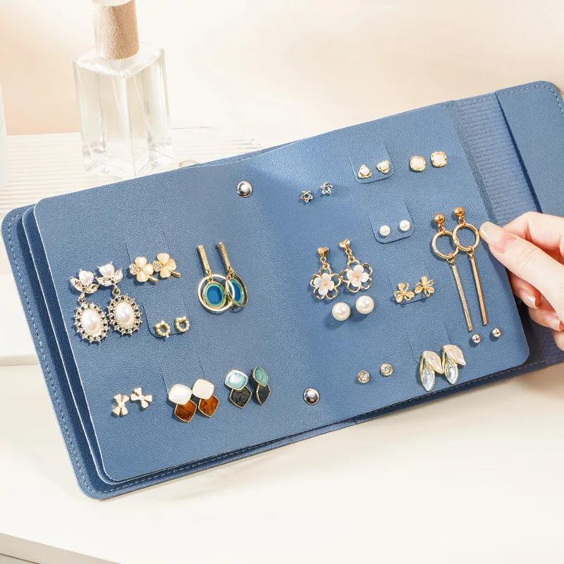 Creative Book Shape Leather Earrings Storage Bag Earrings Stud Ear Storage Portable Jewelry Storage Bag Large Capacity