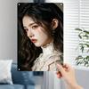 Vintage Metal Wall Art - Elegant Lace Woman Portrait Durable Iron Waterproof Home Bar Decor Gift