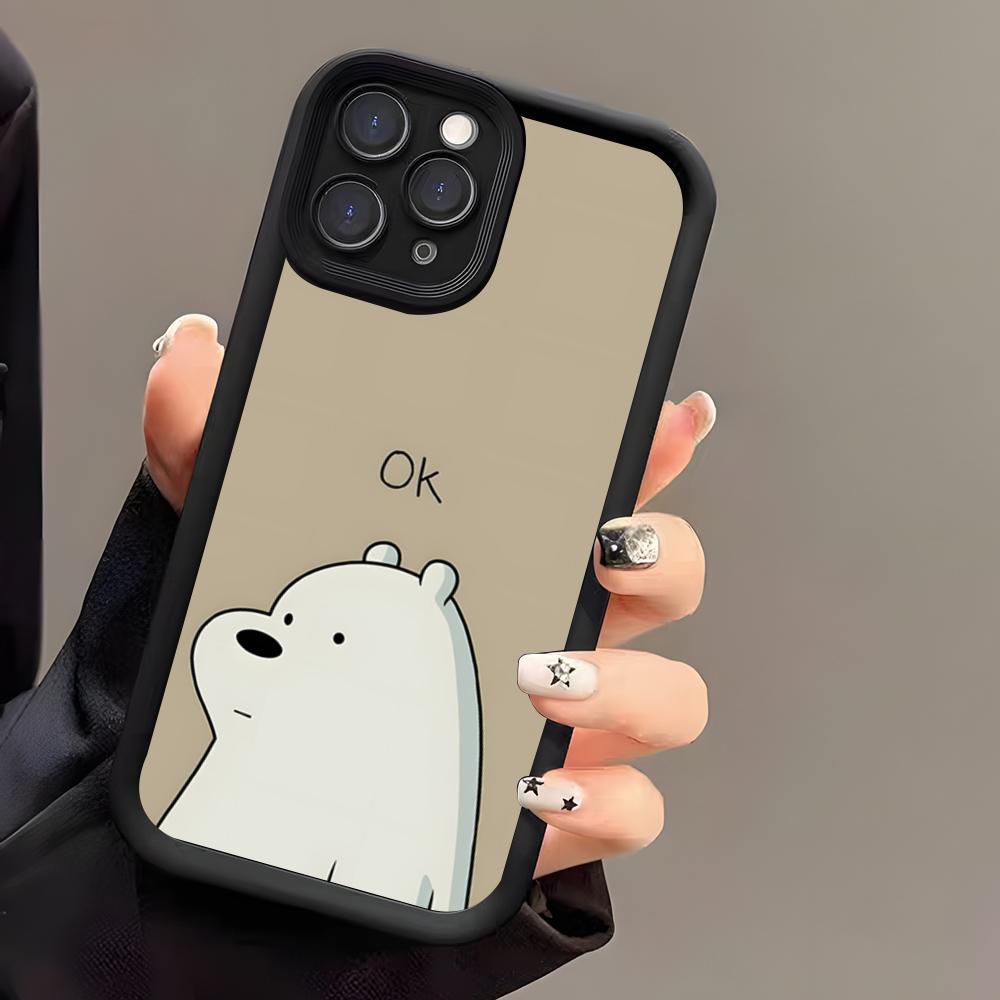 Ice Bear Phone Case For IPhone 17 Air 16 E 15 14 Plus 13 12 11 Pro Max Black Sky Eye Stepped Protective Case
