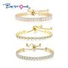 Bestone Luxury 18K Gold Plated Geometric Crystal Bracelet Personality Sparkling Cubic Zircon Tennis Chain Bangle Bracelet