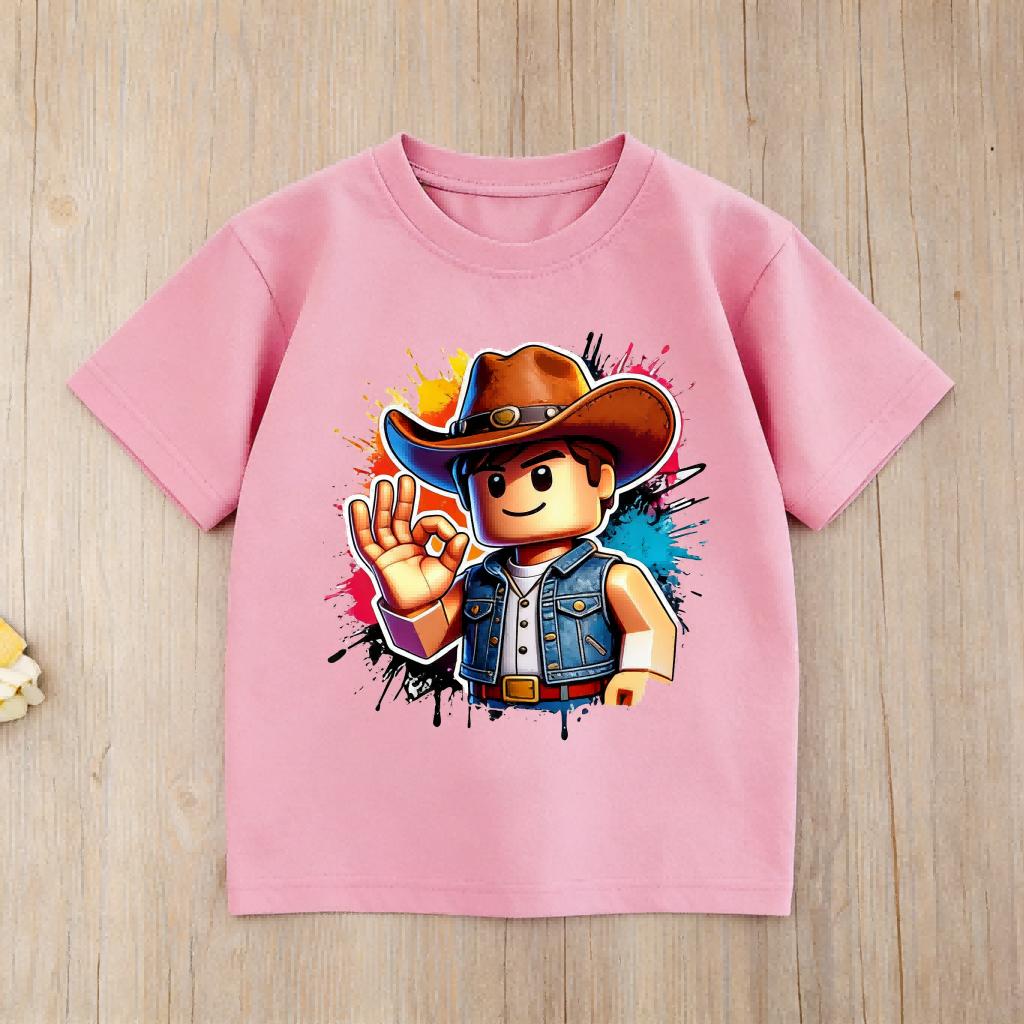 New Roblox Gaming Kids T Shirt Boys Girls Cool Cartoon Graphic Print Short Sleeve Cotton Tops Childrens Casual Wear