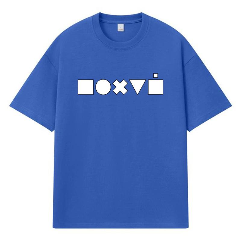 2026 Square Circle Cross Triangle Printed Graphic Streetwear Y2k Harajuku 100% Cotton T Shirt Casual Oversized Summer Men T-shirt