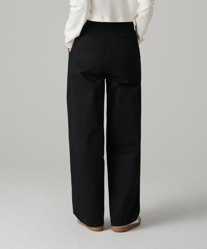 MUSINSA STANDARD WOMAN Women'S Reverse Two-Tuck Wide Chino Pants [Black]