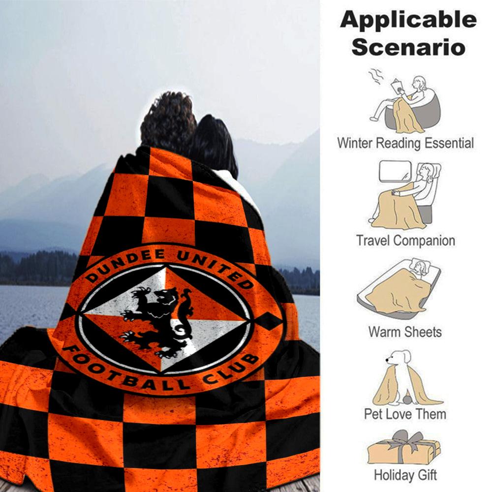 Dundee United FC Print Flannel Blanket High Quality Warm Comfortable Cover for All Seasons Perfect for Gifts Home Decor