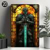 Medieval Knight Iron Wall Art Sign Multipurpose Wall Hanging Decor for Restaurants Home Patio Garden Garage Bar Cafe H