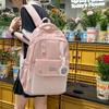 Solid Color Simple Letter Print Student Backpack With Pendant For Daily Use