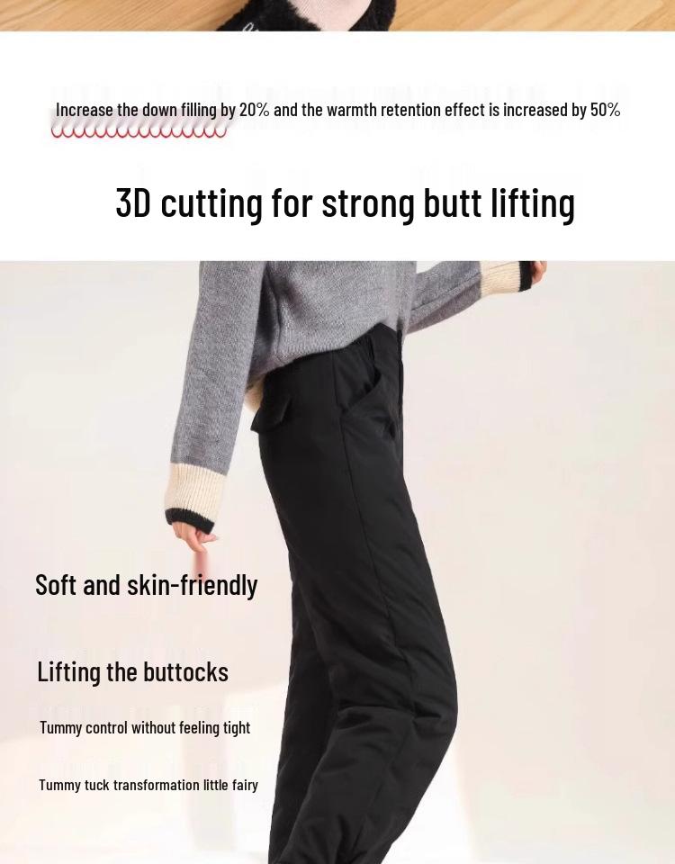 Damen 2025 Winter Gänsedaunhose: Lässige, hochwertige, kältefeste Schneehose mit geradem Bein