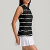 Women Sleeveless Golf Polo Shirt Zip Up Collar Striped Printed Athletic Tank Top for Sports and Outdoor Activities