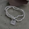 Xiaomi 100% Solid 925 Sterling Silver Retro Bracelet for Women Men Vintage Handmade Double Layers Beads Patern Bracelet Birthday Gift