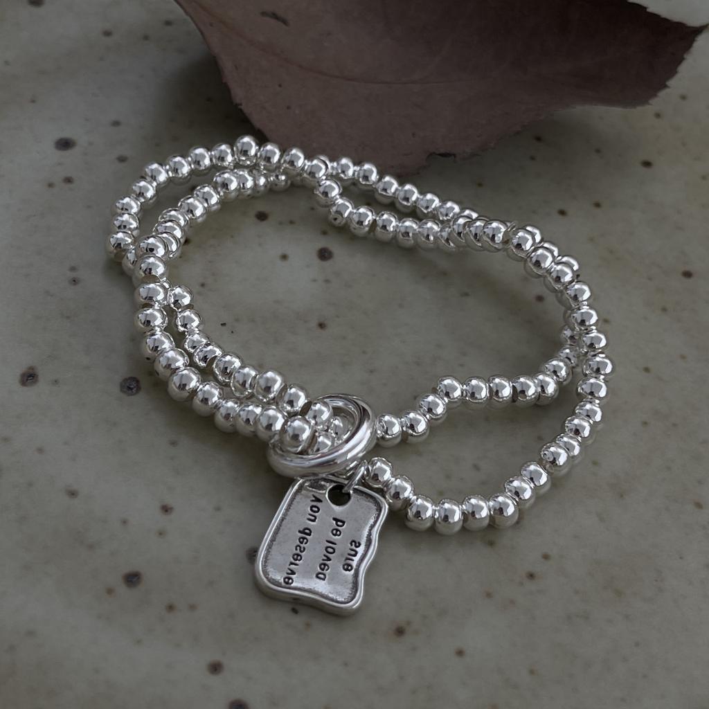Xiaomi 100% Solid 925 Sterling Silver Retro Bracelet for Women Men Vintage Handmade Double Layers Beads Patern Bracelet Birthday Gift