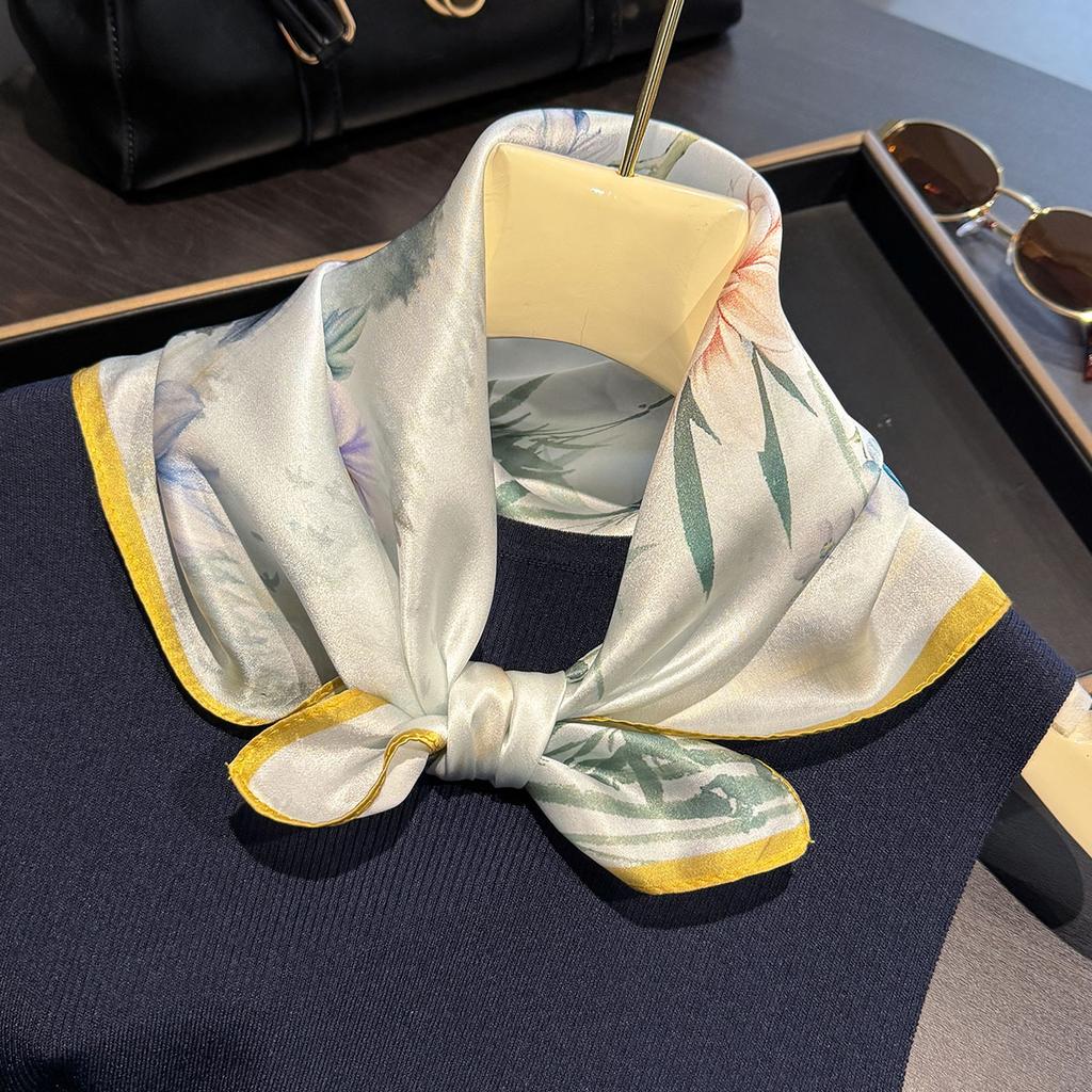 100% Natural Silk Scarf Women Neck Hair Foulard Square Headband Scarves Bandana Hijab Poncho Scarves Pashmina