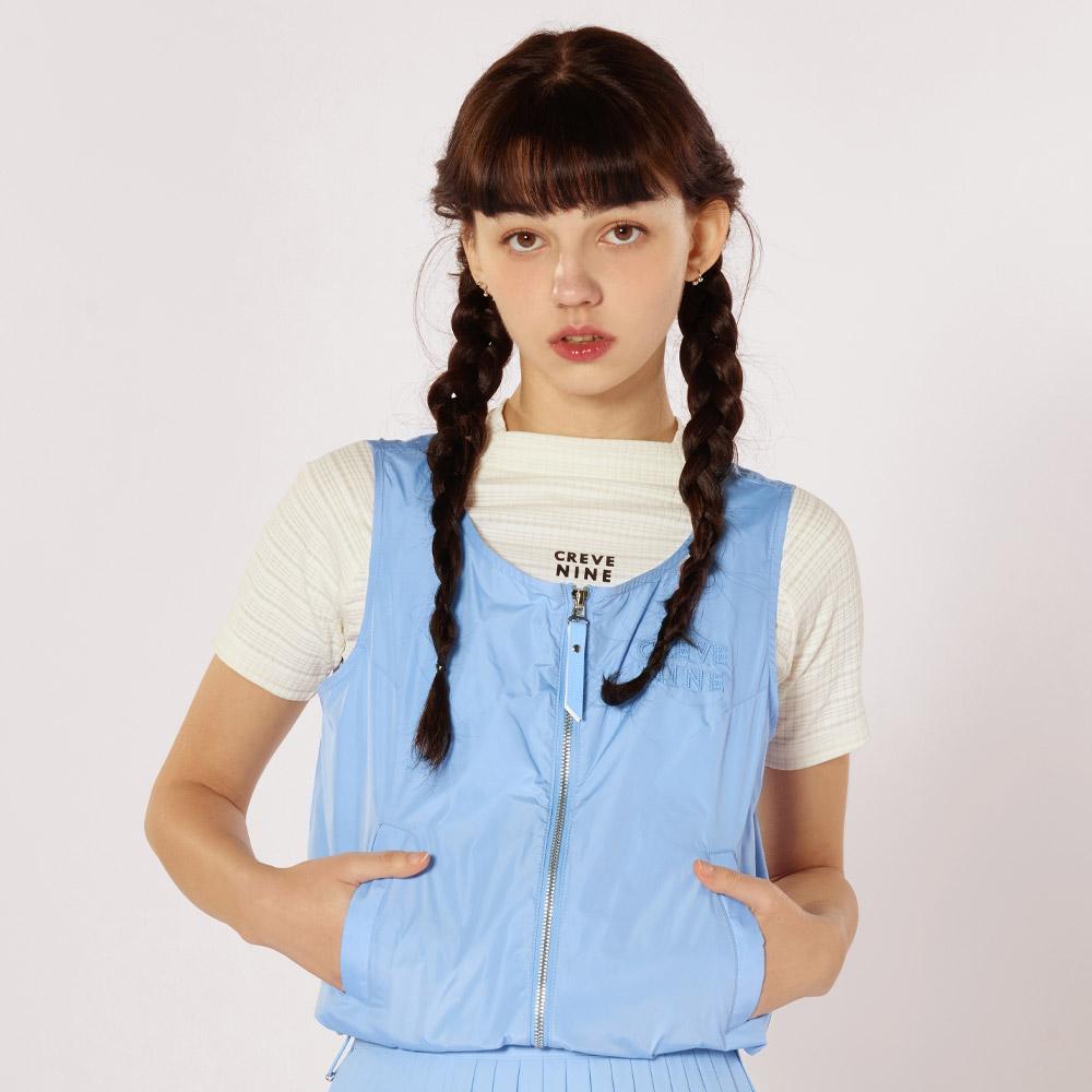 Crive Nine Women S Striped Mock Neck T-Shirt Wh White/Xs