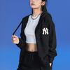 MLB Base Logo Sweatshirts Unisex Black Hooded Moderate Cardigan 3ATRB0124-50BKS