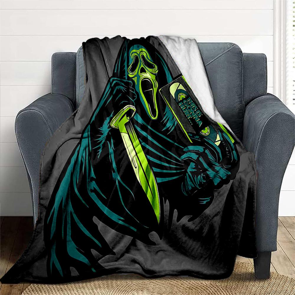 1pc Scream Outdoor Blanket Lightweight Flannel, Soft & Warm, All Season Use for Sofa, Outdoor, Camping, Living Room, Office, Chair