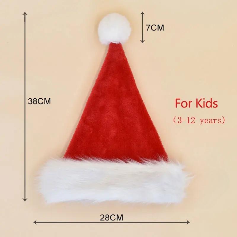 

Christmas Santa Hat Xmas Long Plush Holiday Red Hat For Adults And Kids Unisex New Year Festive Party Supplies Gifts Universal