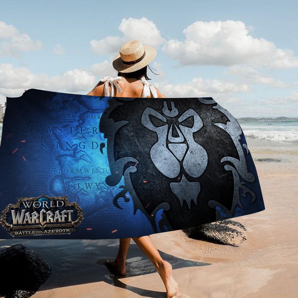 W-World Of W-Warcraft Beach Towel Cartoon Cute Summer Kids Large Bath Pool Beach Towel Microfiber Absorbent For Swimming Travel