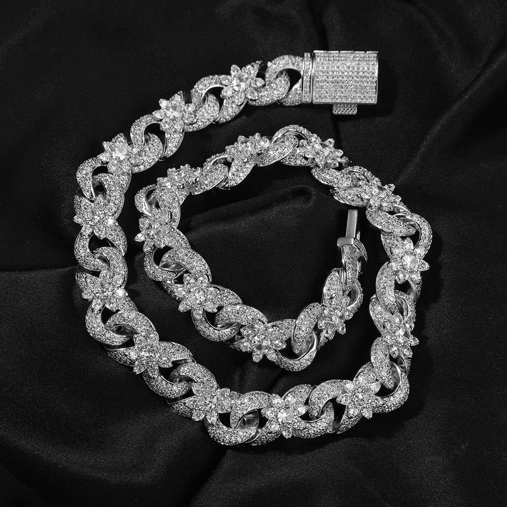 

THE BLING KING Sun Flower CZ Infinity Chain Necklace Full Iced Out Cubic Zirconia Cuban Bracelet HipHop Jewelry 7inch bracelet срібний