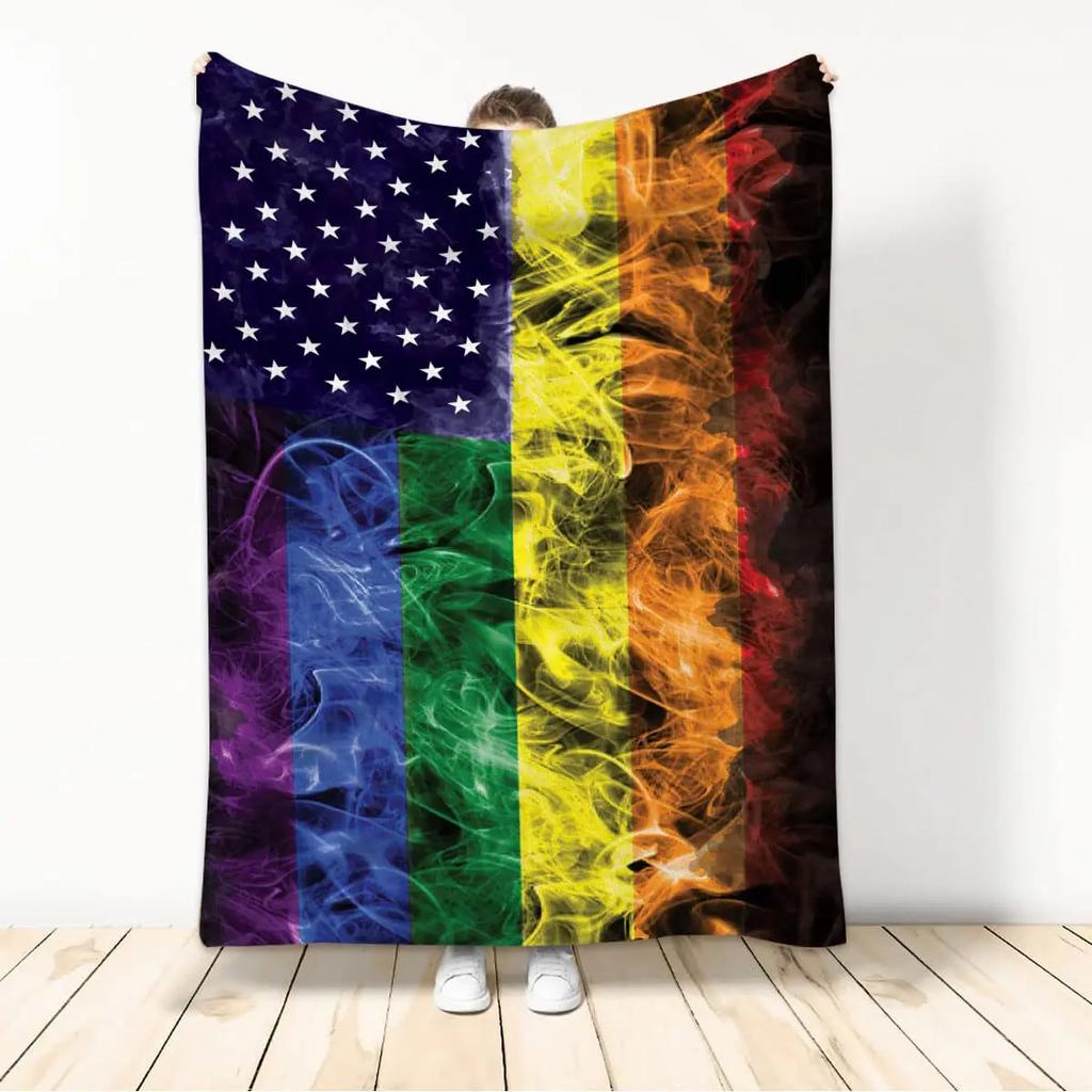 Kuscheldecken LGBT Gay Pride Lesbisch Regenbogen Flanelldecke für Couch Sofa Decken Große Bettwäsche Geschenke für Weihnachten Neujahr