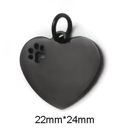 Customized Mirror Polished Hollow Paw Heart Tags Stainless Steel Pendants For DIY Personalized ID/Name/Logo/Text Jewelry