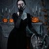 Polyester Halloween Witch Gloves Black Stretch Detachable Claw Nails Gloves  Stage Performance