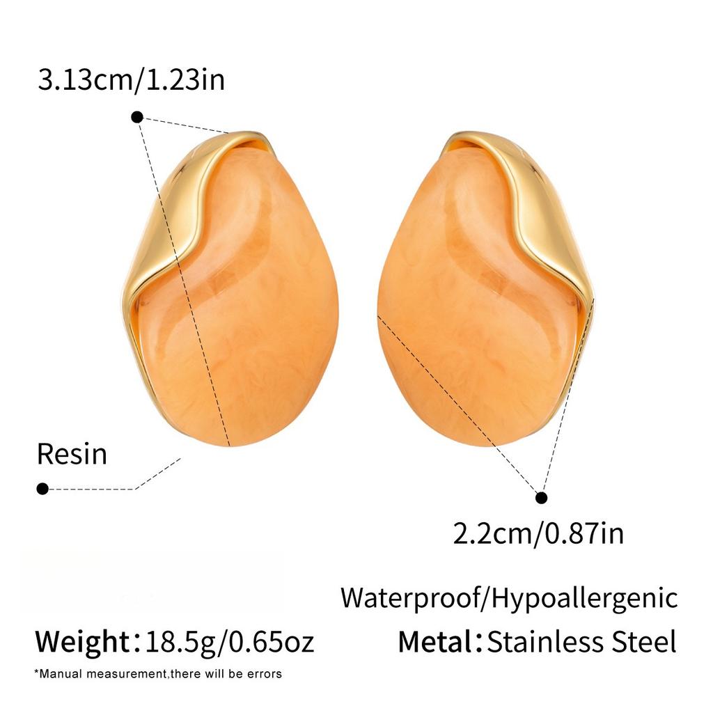 Yori Multi-Color Chubby Resin Earrings for Women Stainless Steel Popular Premium Classic Jewelry Wholesale