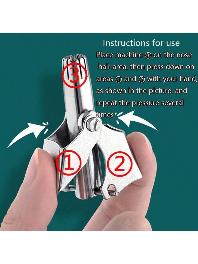 1pc,Washable Manual Nose Hair Trimmer For Men And Women, Stainless Steel,Portable Nose Hair Clippers