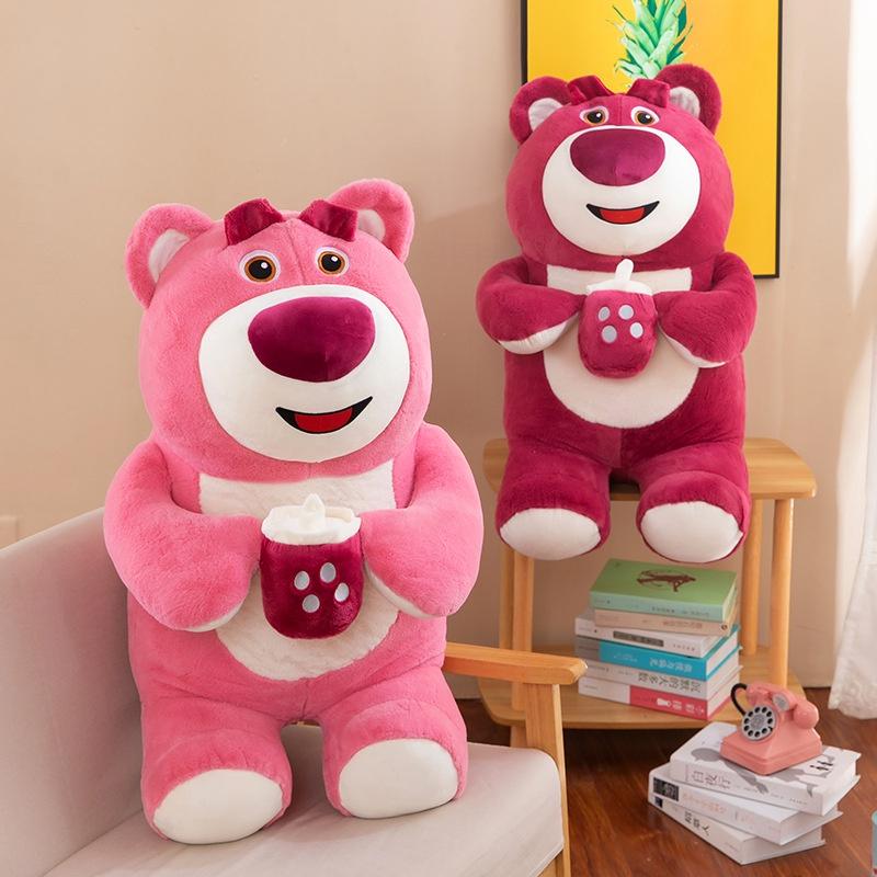 Cute Strawberry Bear Plush Pillow Perfect Gift For Comfort And Cuddles