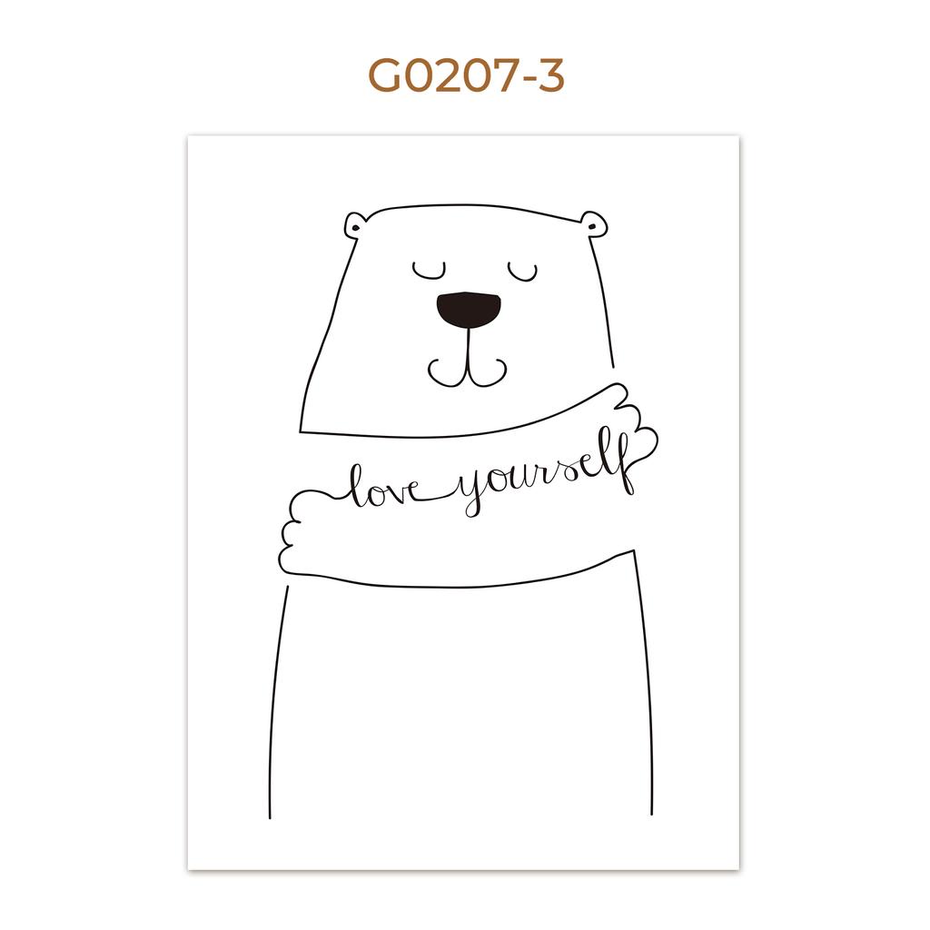 Cute Cartoon Minimalist Rabbit Bear Child Line Wall Canvas Posters Painting Prints For Living Kids Room Home Decoration Decor