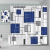 Fabric Geometric Shower Curtain, Mid-Century Modern Geometric  Herringbone Chevron Blue Black Gray Square Bathroom Decoration