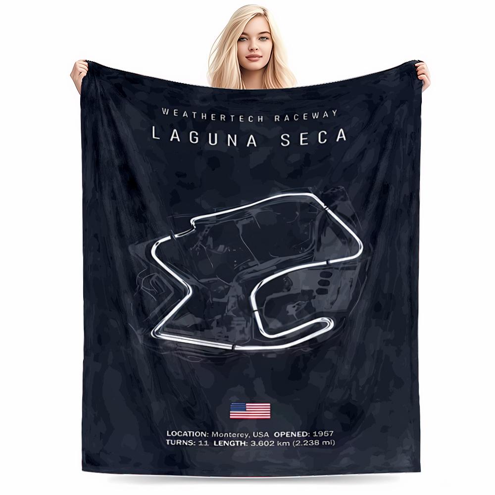 Laguna Seca Track Outline Flannel blanket for bedroom, living room, sofa, and nap