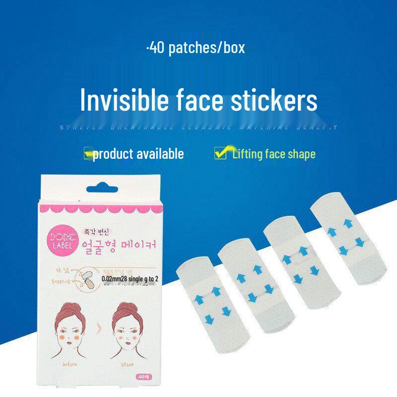 Matte Face Lift Stickers - TikTok Style Invisible V-Face, Water-Resistant & Breathable, Thin Design, 40 Pieces