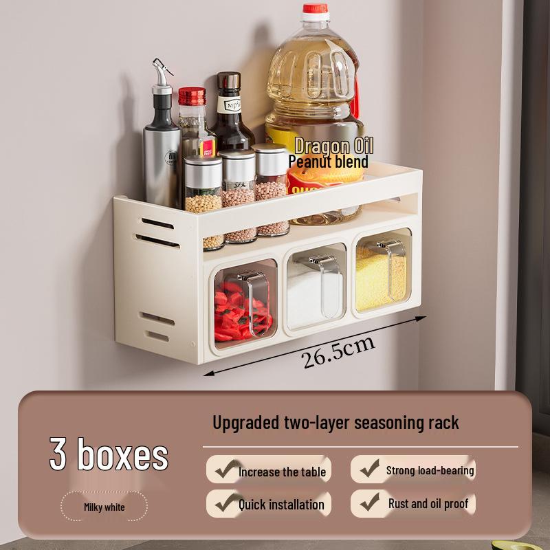 Настенная алюминиевая полка для специй без сверления - Многофункциональное кухонное хранилище