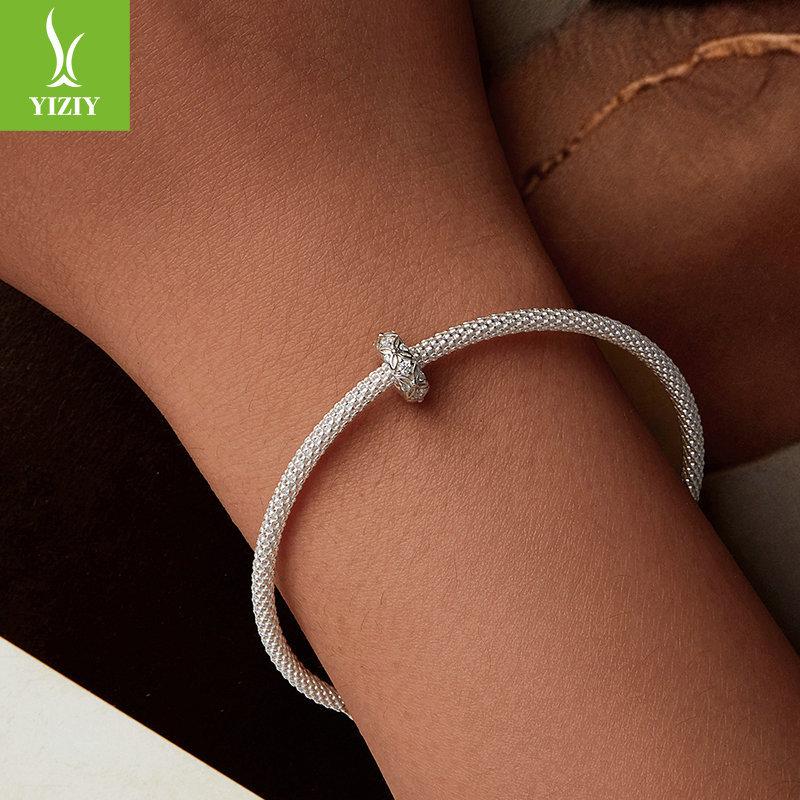 Embossed Diy Silicone Positioning Bracelet Beads, Elegant Luxury S925 Sterling Silver Beads