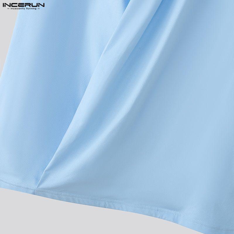 INCERUN Sommerliche Herren-T-Shirts mit V-Ausschnitt, kurzen Ärmeln und gekreuzter Vorderseite