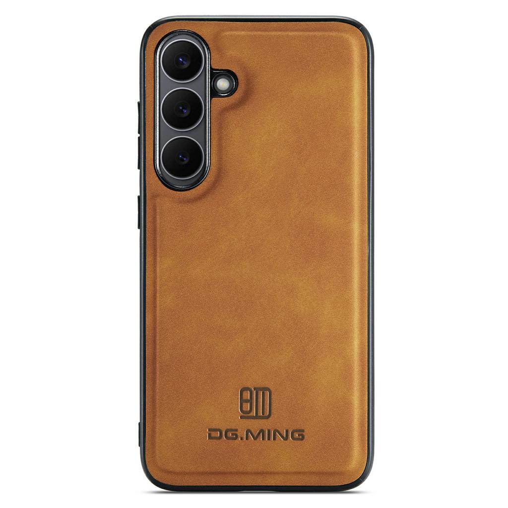 DG.MING Für Samsung Galaxy S25 FE Hülle PU-Lederbezogene PC+TPU Hybrid Handyhülle