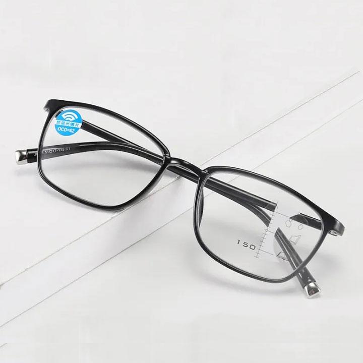 

Бифокальные очки для чтения Мужские пресбиопические очки Очки двойного назначения в черной оправе Анти-синий свет Женские пресбиопические очки +250 чёрный